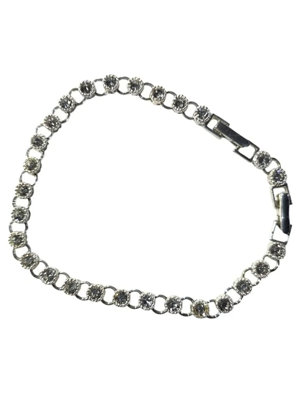 Avon Silver-Tone Rhinestone Tennis Bracelet Elegant Jewelry Gift Women Neutral
